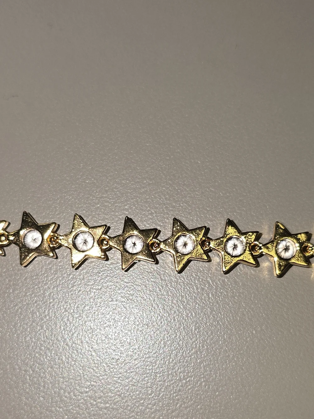 NWOT-Gold Tone Star Tennis Bracelet  Clear Stones Iced Out Celestial Chain